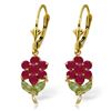 Image 1 : Genuine 2.12 ctw Peridot & Ruby Earrings Jewelry 14KT Yellow Gold - REF-49K3V