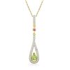 Image 1 : 0.16 CTW Pear Created Green Peridot Solitaire Teardrop Pendant 10KT Yellow Gold - REF-14H9M