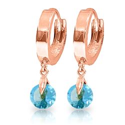 Genuine 2 ctw Blue Topaz Earrings Jewelry 14KT Rose Gold - REF-25K9V