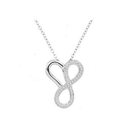 0.15 CTW Diamond Heart Infinity Pendant 10KT White Gold - REF-19M4H