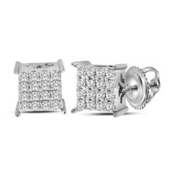 0.23 CTW Diamond Square Cluster Earrings 10KT White Gold - REF-22N4F