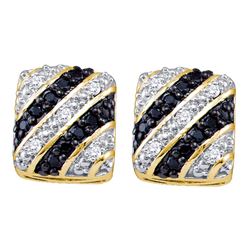 0.25 CTW Black Color Diamond Square Cluster Stud Earrings 10KT Yellow Gold - REF-30F2N