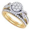 Image 1 : 1.01 CTW Diamond Cluster Bridal Engagement Ring 14KT Yellow Gold - REF-116M9H