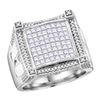 Image 1 : 1.9 CTW Mens Princess Diamond Symmetrical Square Cluster Ring 10KT White Gold - REF-172H4M