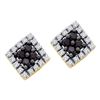 Image 1 : 0.25 CTW Black Color Diamond Square Cluster Earrings 14KT Yellow Gold - REF-18N2F