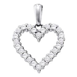 0.33 CTW Pave-set Diamond Heart Pendant 14KT White Gold - REF-30Y2X