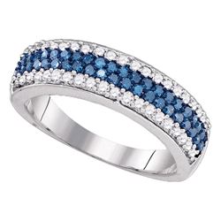 0.85 CTW Blue Color Diamond Ring 10KT White Gold - REF-37X5Y