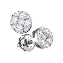 0.50 CTW Diamond Flower Stud Earrings 14KT White Gold - REF-44K9W