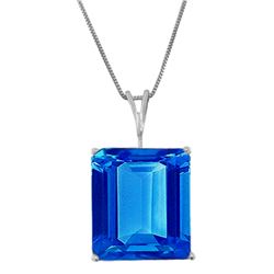 Genuine 7 ctw Blue Topaz Necklace Jewelry 14KT White Gold - REF-35H9X