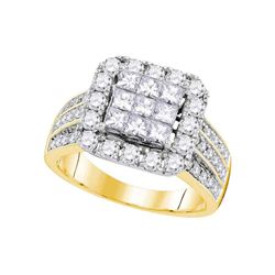 2.02 CTW Princess Diamond Cluster Bridal Engagement Ring 14KT Yellow Gold - REF-209K9W