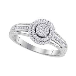 0.20 CTW Diamond Cluster Bridal Wedding Engagement Ring 10KT White Gold - REF-22H4M