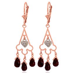 Genuine 6.33 ctw Garnet & Diamond Earrings Jewelry 14KT Rose Gold - REF-52T3A