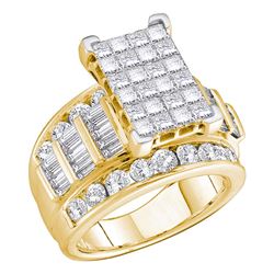 5 CTW Princess Diamond Cluster Bridal Engagement Ring 14KT Yellow Gold - REF-509M9H