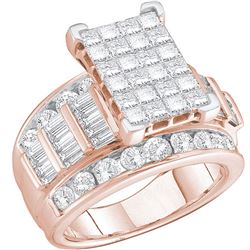 2 CTW Princess Diamond Cluster Bridal Engagement Ring 14KT Rose Gold - REF-149K9W