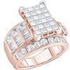 Image 1 : 2 CTW Princess Diamond Cluster Bridal Engagement Ring 14KT Rose Gold - REF-149K9W