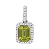 Image 1 : 1.13 CTW Emerald Peridot Solitaire Diamond Rectangle Pendant 14KT White Gold - REF-34M4H