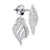 Image 1 : 0.16 CTW Diamond Ribbon Screwback Earrings 10KT White Gold - REF-20N9F