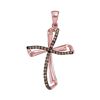 0.25 CTW Cognac-brown Color Diamond Cross Pendant 10KT Rose Gold - REF-18N7F