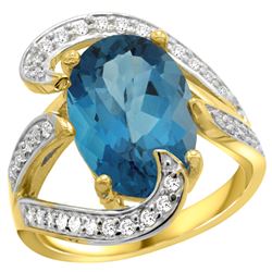 Natural 6.22 ctw london-blue-topaz & Diamond Engagement Ring 14K Yellow Gold - REF-137W2K