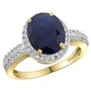 Natural 2.56 ctw Blue-sapphire & Diamond Engagement Ring 14K Yellow Gold - REF-102A7V
