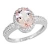 Image 1 : Natural 1.86 ctw Morganite & Diamond Engagement Ring 10K White Gold - REF-41R3Z