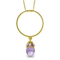 Genuine 3 ctw Amethyst Necklace Jewelry 14KT Yellow Gold - REF-24K4V