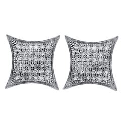 0.20 CTW Pave-set Diamond Square Kite Cluster Earrings 10KT White Gold - REF-16F4N