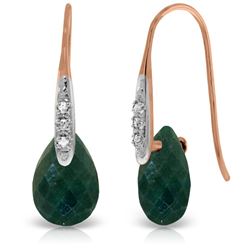 Genuine 8.06 ctw Created Green Sapphire & Diamond Earrings Jewelry 14KT Rose Gold - REF-60R3P