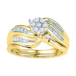 0.50 CTW Diamond Flower Cluster Bridal Engagement Ring 10KT Yellow Gold - REF-47H9M