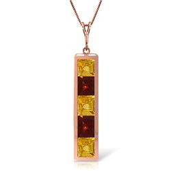 Genuine 2.25 ctw Citrine & Garnet Necklace Jewelry 14KT Rose Gold - REF-36F9Z