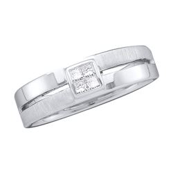 0.15 CTW Mens Princess Diamond 5mm Wedding Anniversary Ring 14KT White Gold - REF-64X4Y