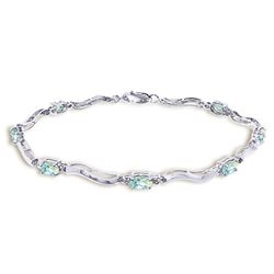 Genuine 2.01 ctw Aquamarine & Diamond Bracelet Jewelry 14KT White Gold - REF-79K7V