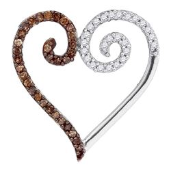 0.25 CTW Cognac-brown Color Diamond Heart Love Pendant 10KT White Gold - REF-12N8F