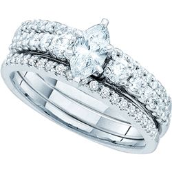 1 CTW Marquise Diamond 3-Piece Bridal Engagement Ring 14KT White Gold - REF-165W2K