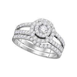 1 CTW Diamond Bridal Wedding Engagement Ring 14k White Gold - REF-112X5Y