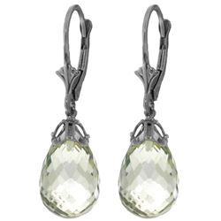 Genuine 14 ctw Green Amethyst Earrings Jewelry 14KT White Gold - REF-34N3R