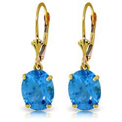 Genuine 6.25 ctw Blue Topaz Earrings Jewelry 14KT Yellow Gold - REF-41X2M