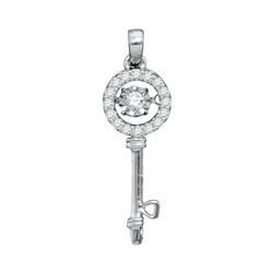 0.15 CTW Diamond Solitaire Key Pendant 10KT White Gold - REF-19M4H