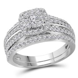1 CTW Diamond Double Halo Bridal Engagement Ring 14KT White Gold - REF-104X9Y