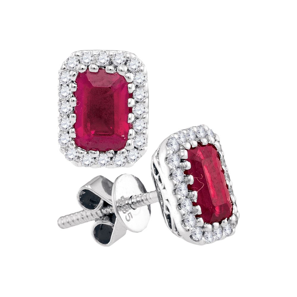 1 5 Ctw Cushion Natural Ruby Solitaire Diamond Earrings 14kt
