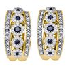 Image 1 : 0.75 CTW Black Color Diamond Cocktail Omega-back Luxury Hoop Earrings 10KT Yellow Gold - REF-71M9H