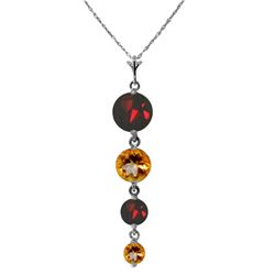 Genuine 3.9 ctw Garnet & Citrine Necklace Jewelry 14KT White Gold - REF-23N5R