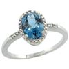 Natural 1.2 ctw London-blue-topaz & Diamond Engagement Ring 14K White Gold - REF-23F2N