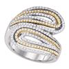 0.74 CTW Diamond Bypass Fashion Ring 10KT Two-tone Gold - REF-59K9W