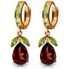Genuine 14.3 ctw Garnet & Peridot Earrings Jewelry 14KT Rose Gold - REF-93Z3N