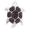 0.20 CTW Black Color Diamond Turtle Tortoise Pendant 14KT White Gold - REF-18K2W