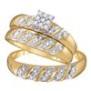 Image 1 : 0.09 CTW His & Hers Diamond Cluster Matching Bridal Ring 10KT Yellow Gold - REF-26H3M