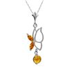 Genuine 0.40 ctw Citrine Necklace Jewelry 14KT White Gold - REF-22T2A