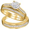 Image 1 : 0.44 CTW His & Hers Diamond Cluster Matching Bridal Ring 10KT Yellow Gold - REF-57M2H