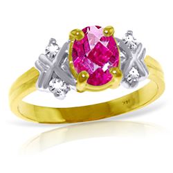 Genuine 0.97 ctw Pink Topaz & Diamond Ring Jewelry 14KT Yellow Gold - REF-59K5V